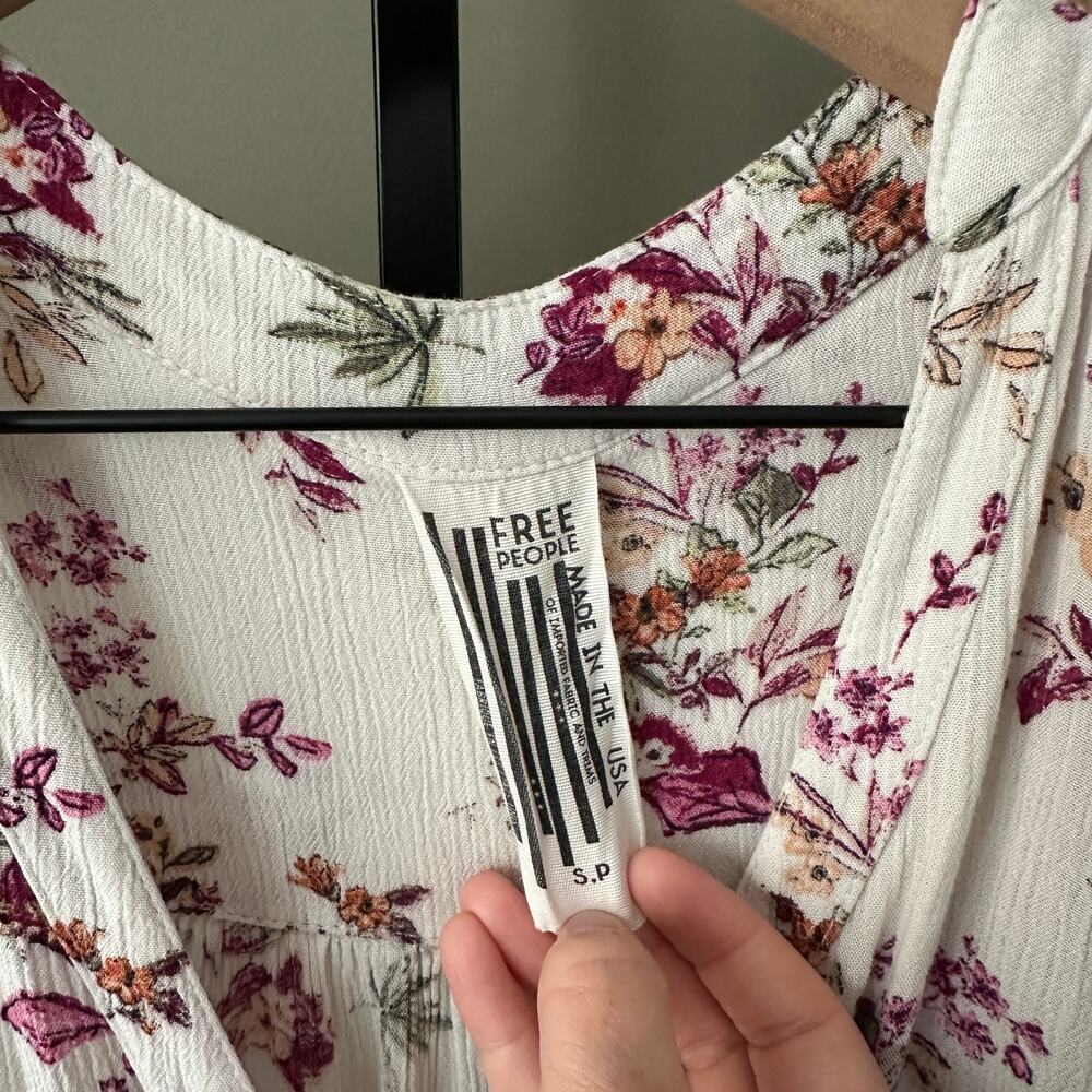 Free People Floral High Low Button Down Blouse Small - Picture 3 of 5